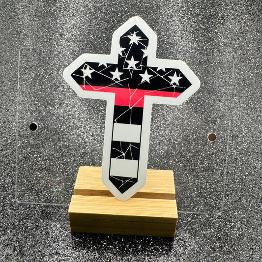 Distressed Fire Cross Sticker