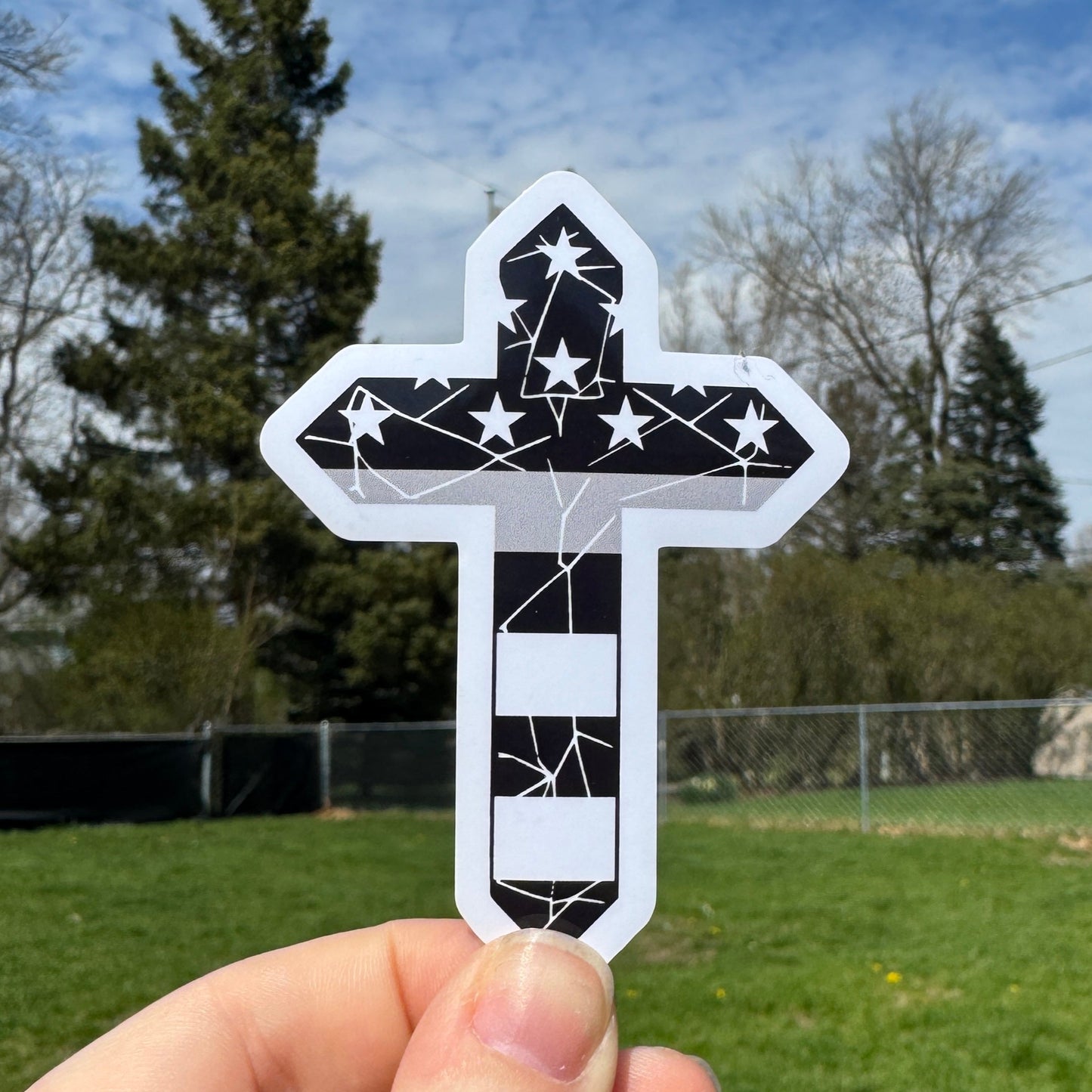 Distressed Corrections Cross Sticker