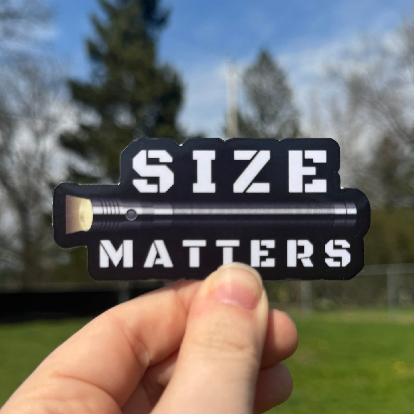 Size Matters Police Sticker