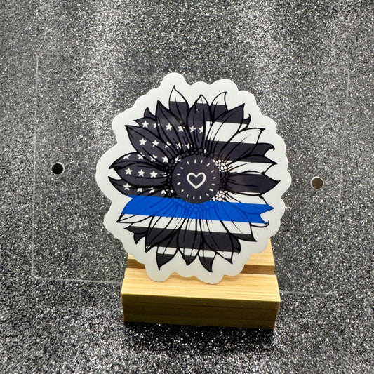 Thin Blue Line Sunflower Police Sticker