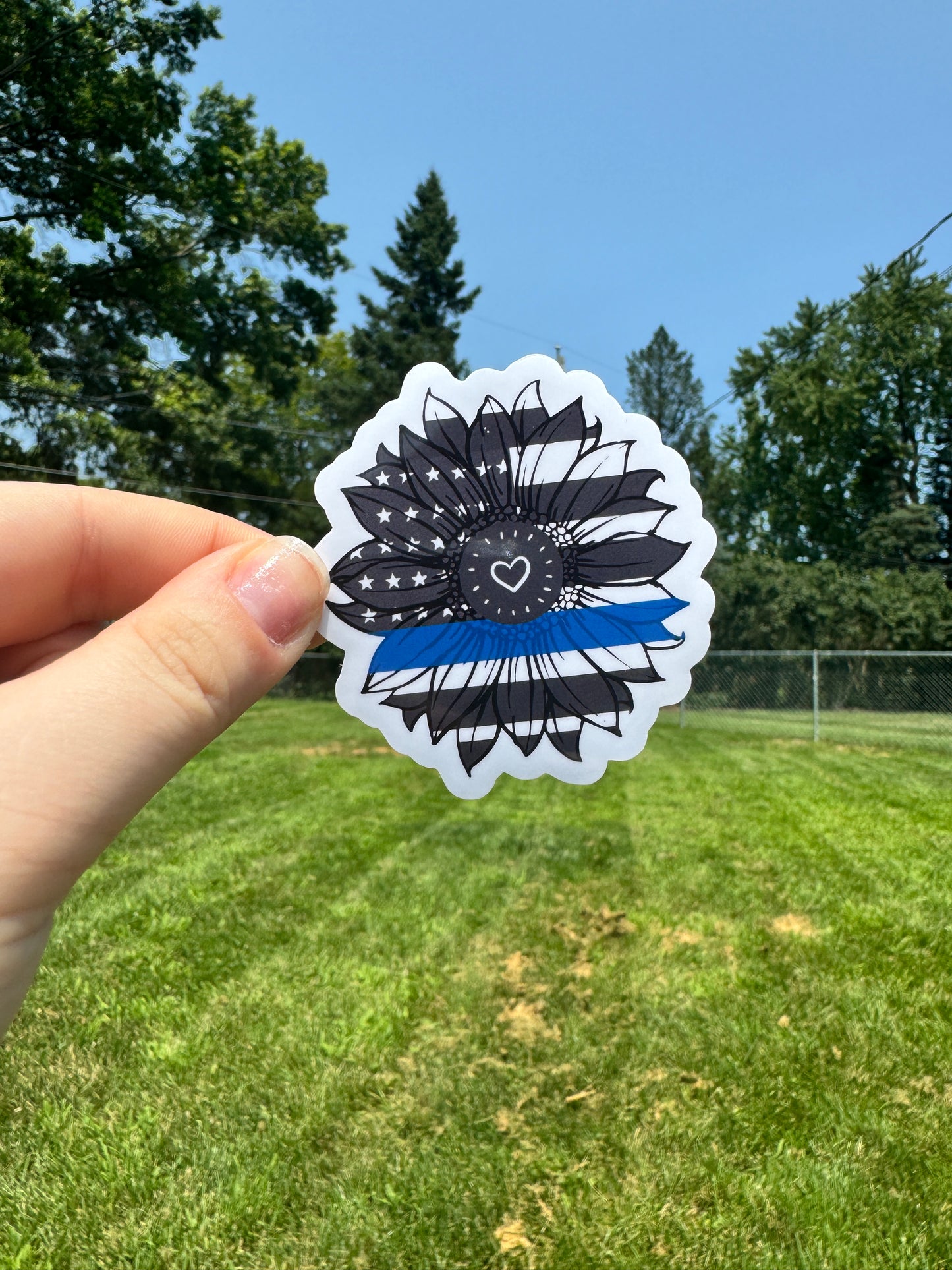 Thin Blue Line Sunflower Police Sticker