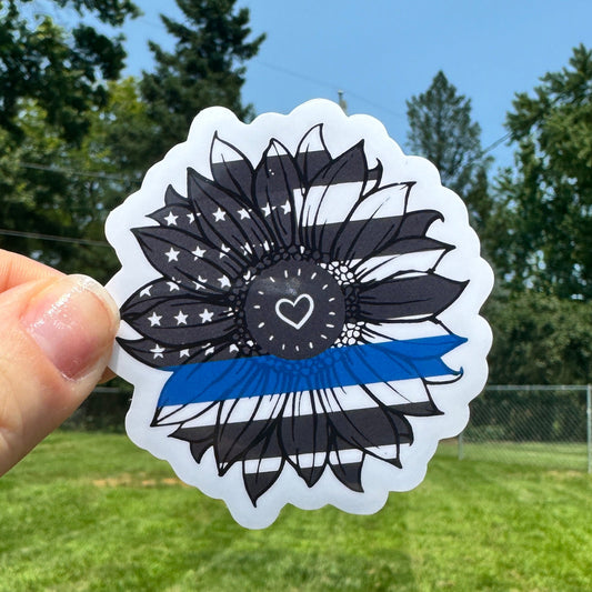 Thin Blue Line Sunflower Police Sticker