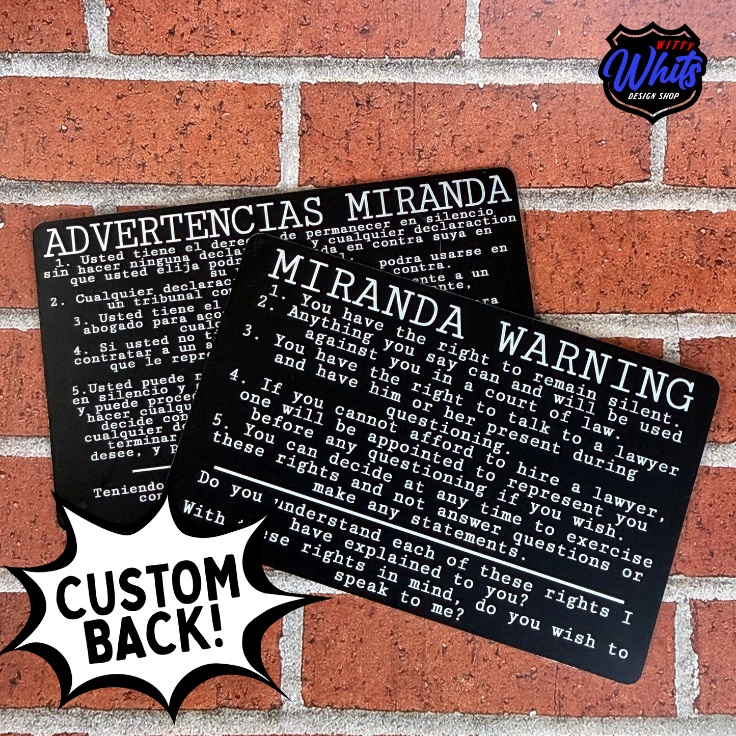 Metal Miranda Rights Police Card
