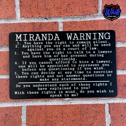 Metal Miranda Rights Police Card