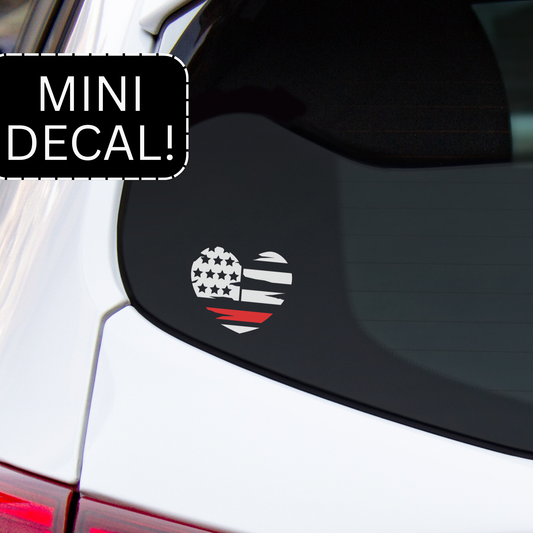 Fire Mini Heart Flag Decal