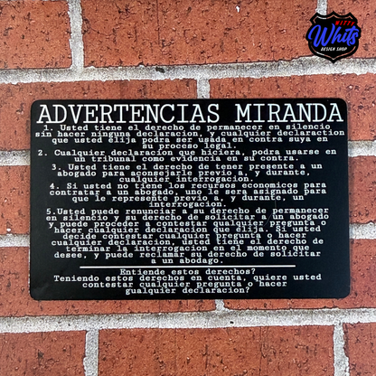 Metal Miranda Rights Police Card