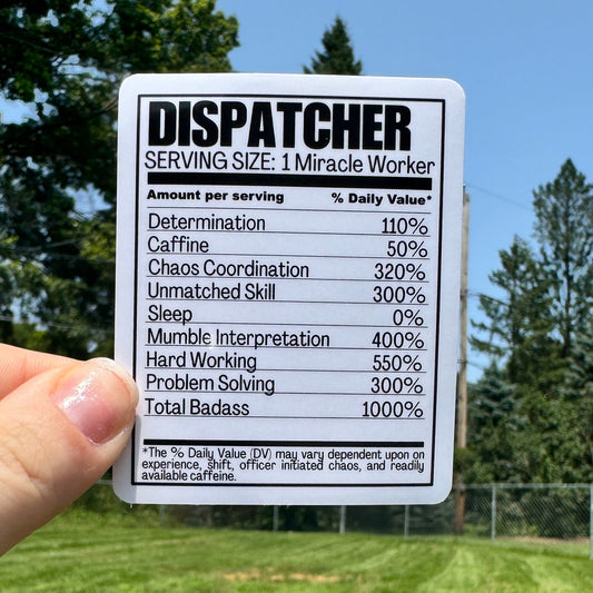 Dispatcher Nutrition Label Sticker