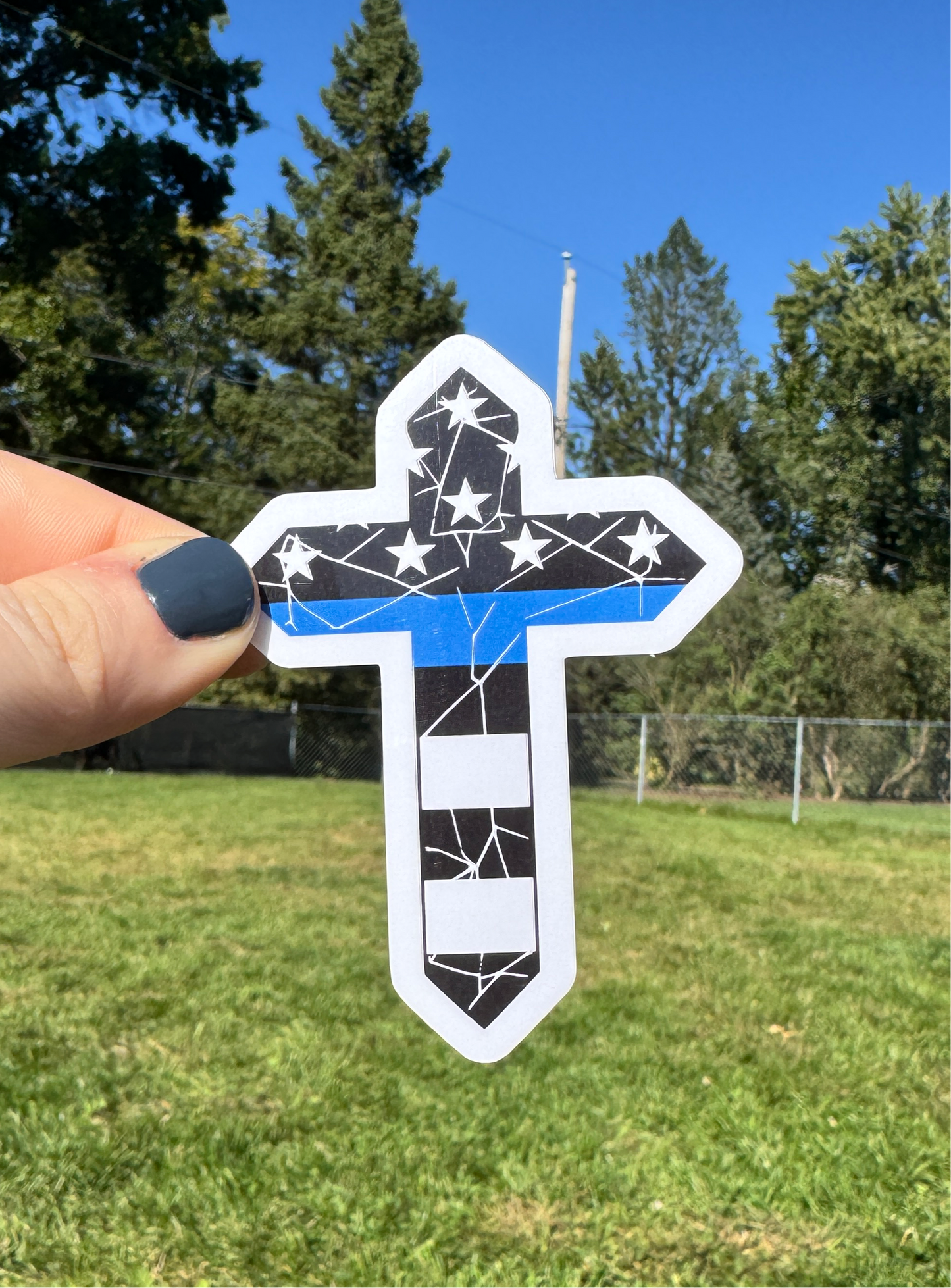 Distressed Police Cross Sticker