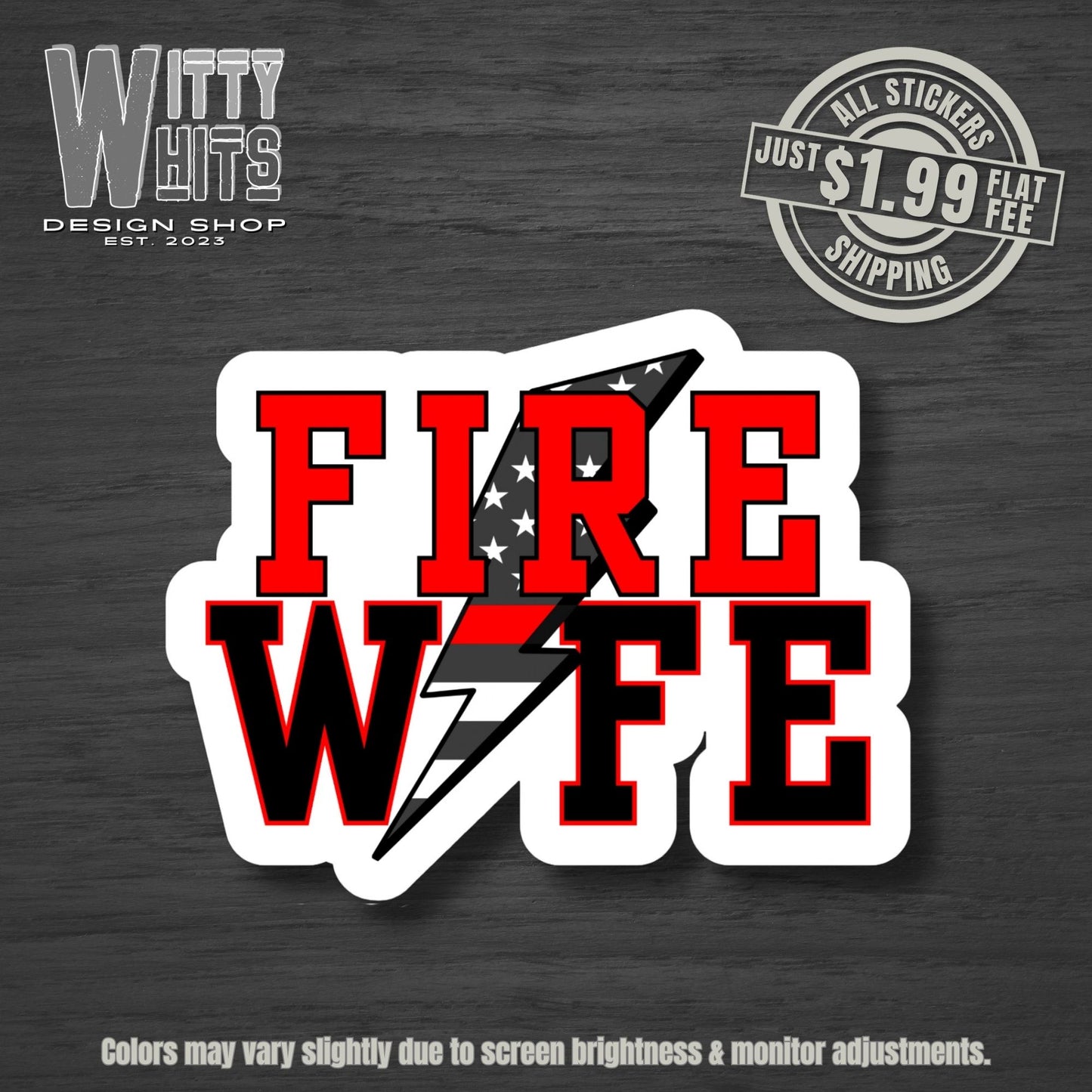 Lightning Firefighter Wife Sticker