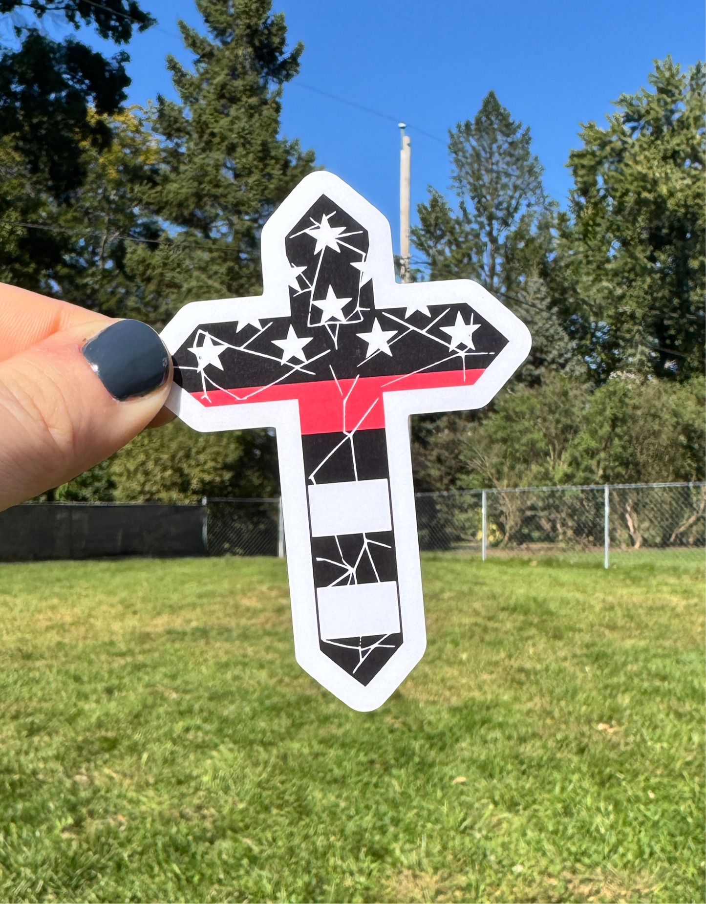 Distressed Fire Cross Sticker