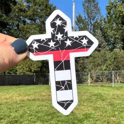 Distressed Fire Cross Sticker