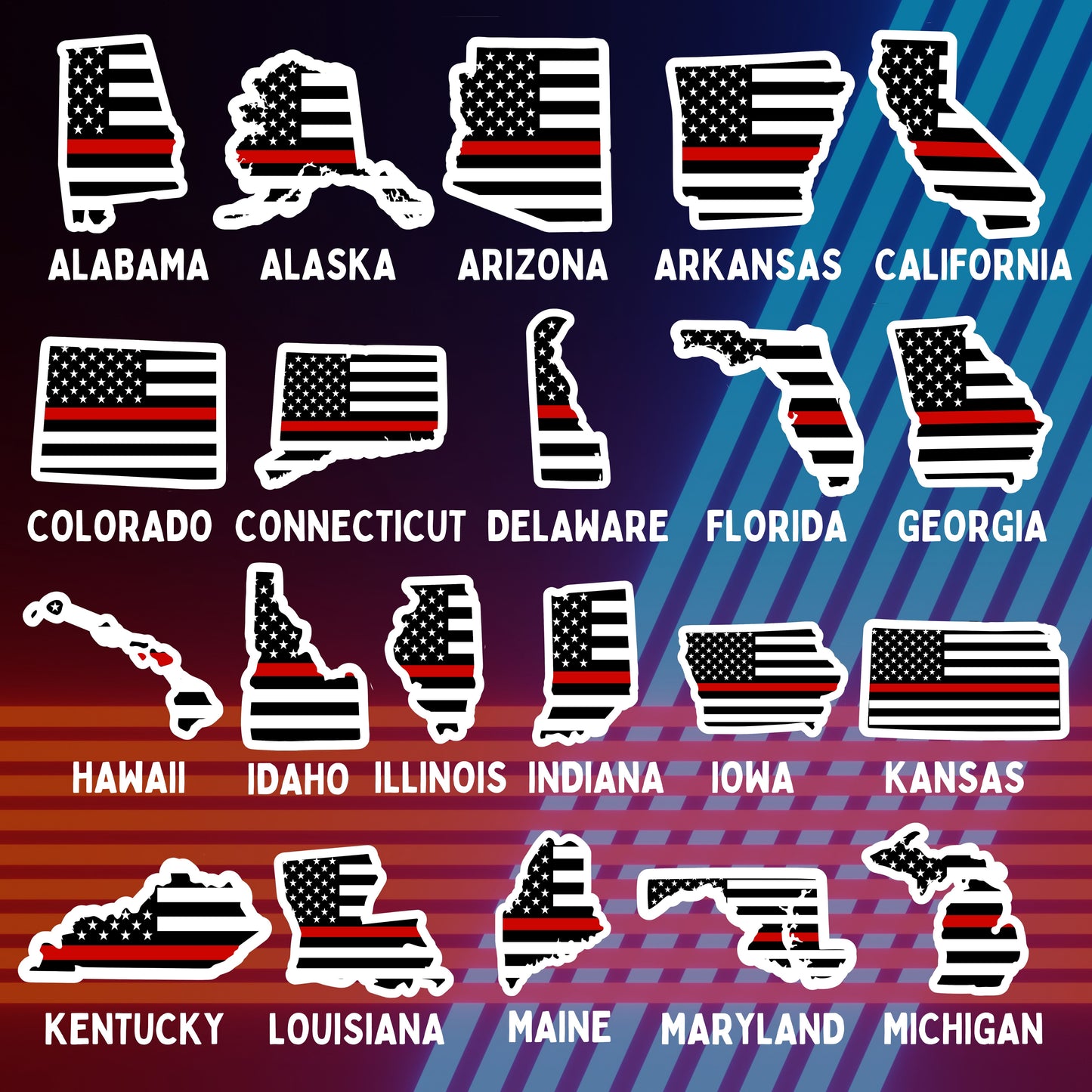 Firefighter State Flag Stickers