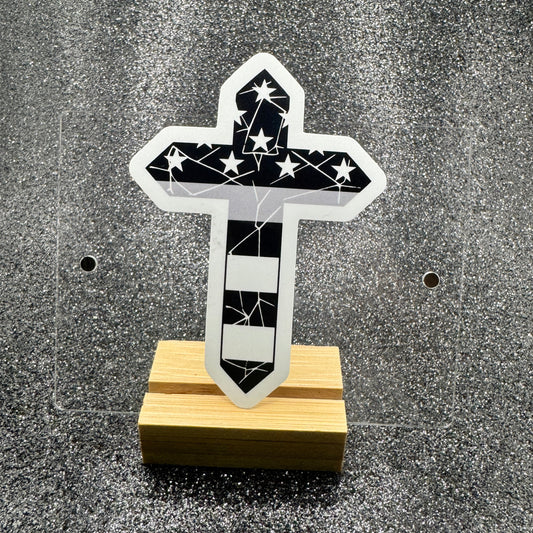 Distressed Corrections Cross Sticker