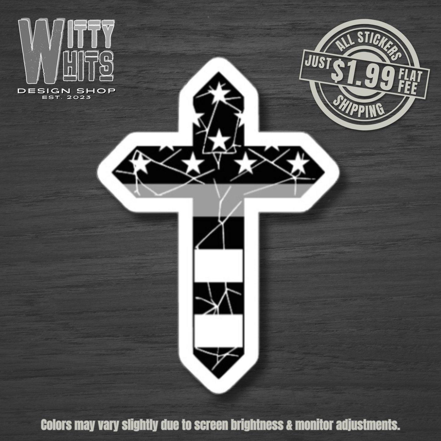 Distressed Corrections Cross Sticker