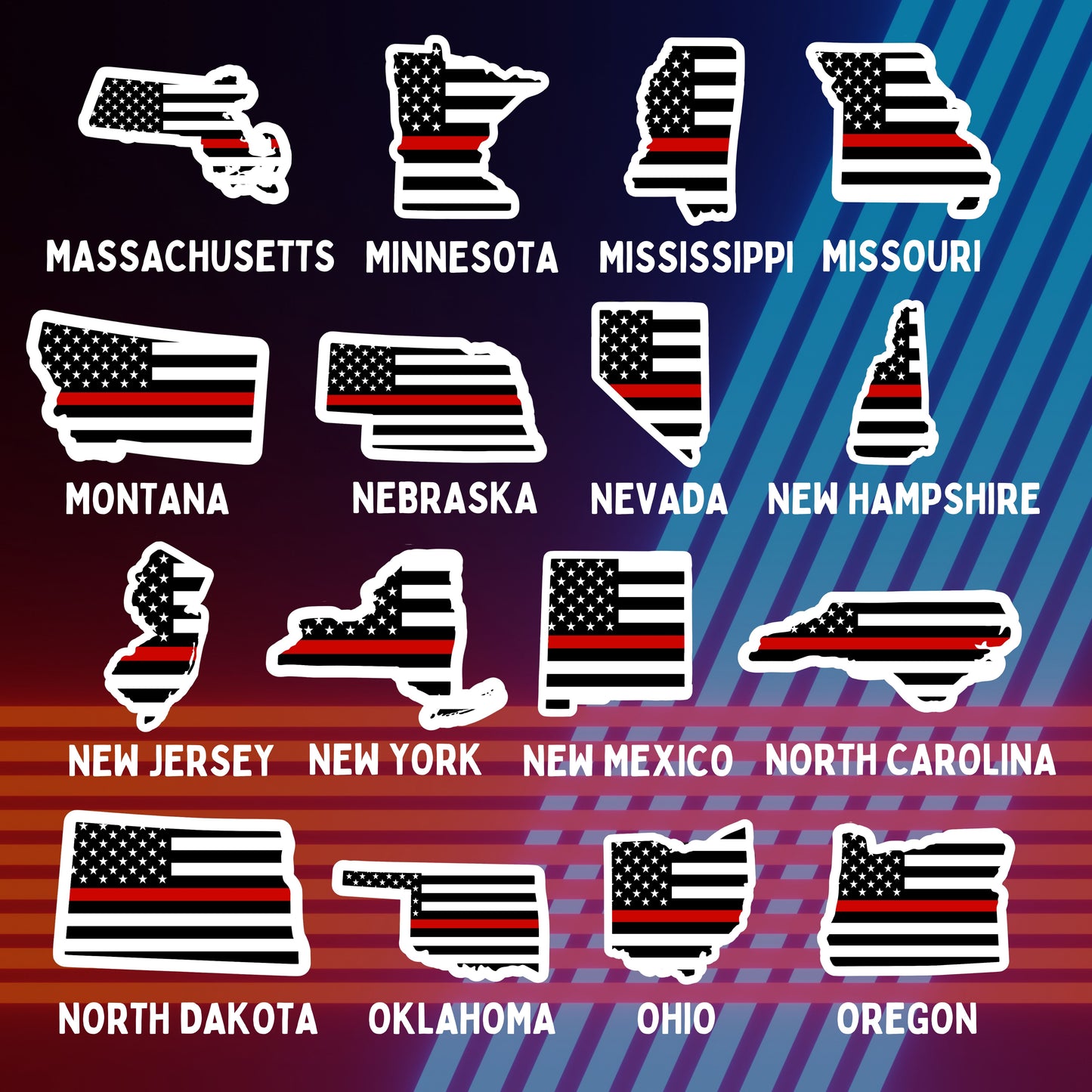 Firefighter State Flag Stickers