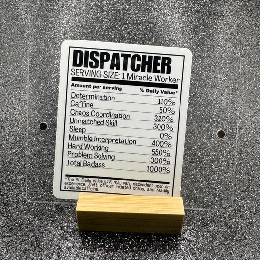 Dispatcher Nutrition Label Sticker