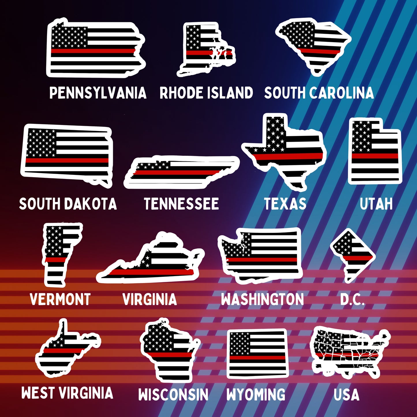 Firefighter State Flag Stickers