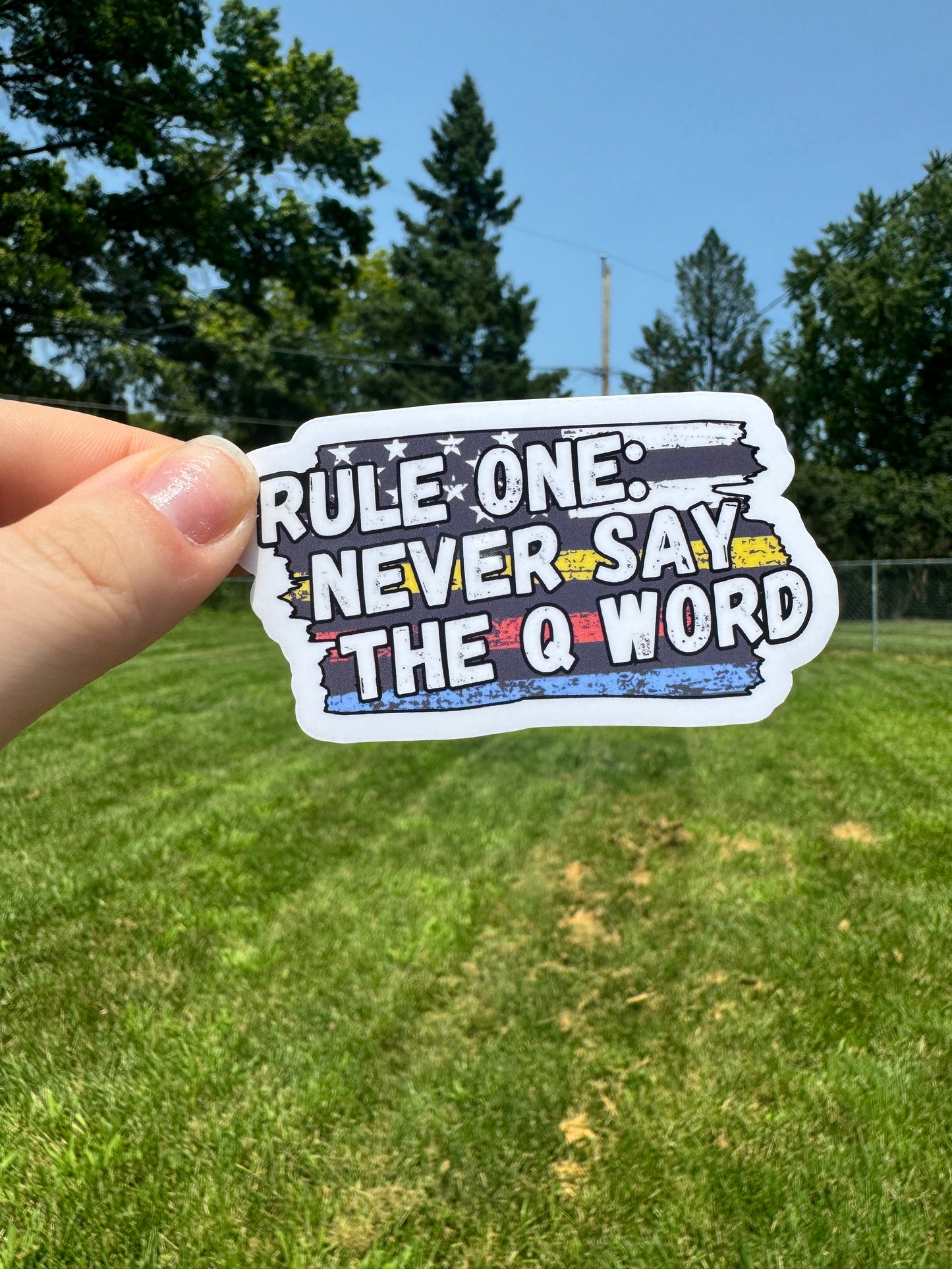 The Q Word Police Sticker