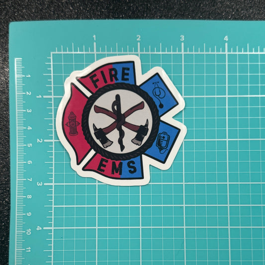 Dual Fire EMS Sticker