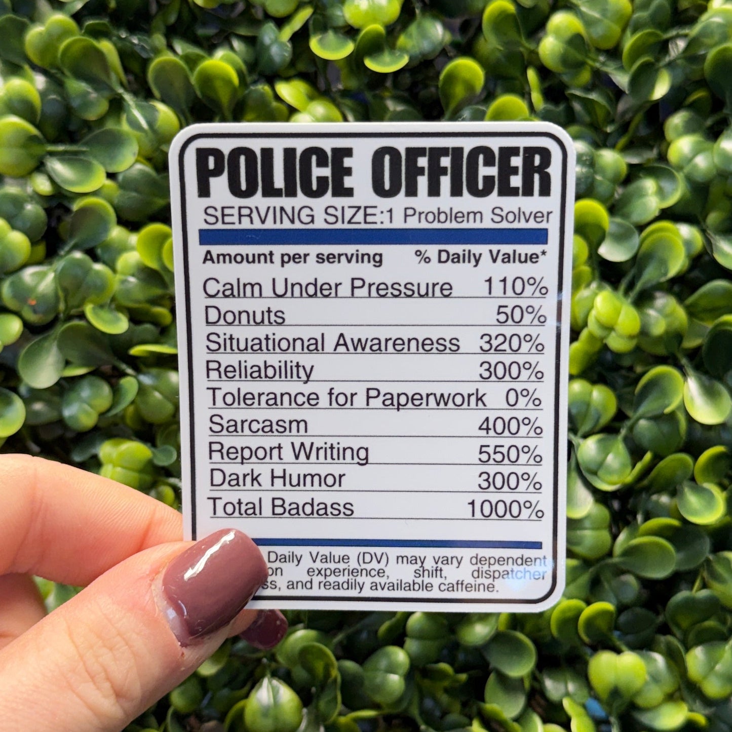 Police Nutrition Label Sticker