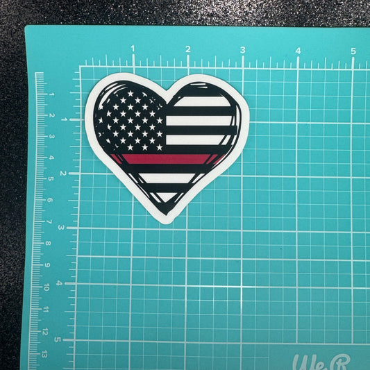 Firefighter Heart Flag Sticker