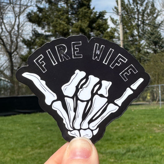 Firefighter Wife Skeleton Hand Sticker