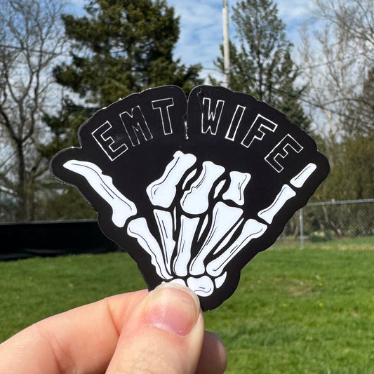 EMT Wife Skeleton Hand Sticker