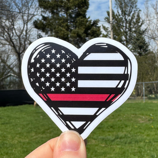 Firefighter Heart Flag Sticker