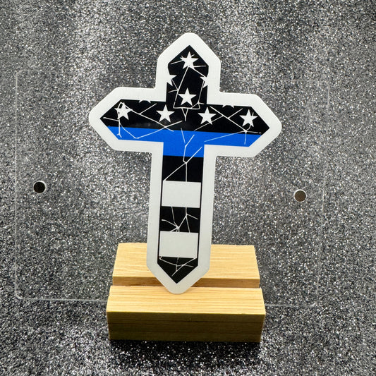 Distressed Police Cross Sticker