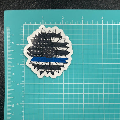 Thin Blue Line Sunflower Police Sticker